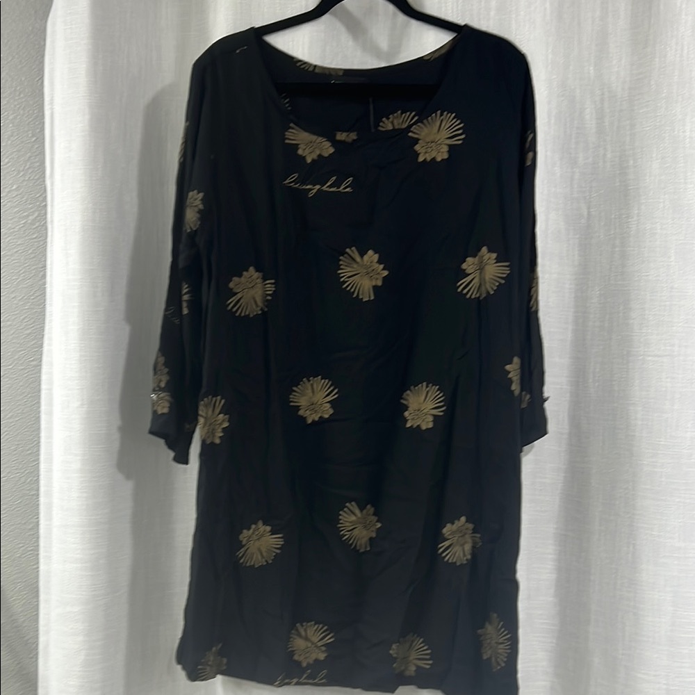 Black Dress with Gold Floral Pattern